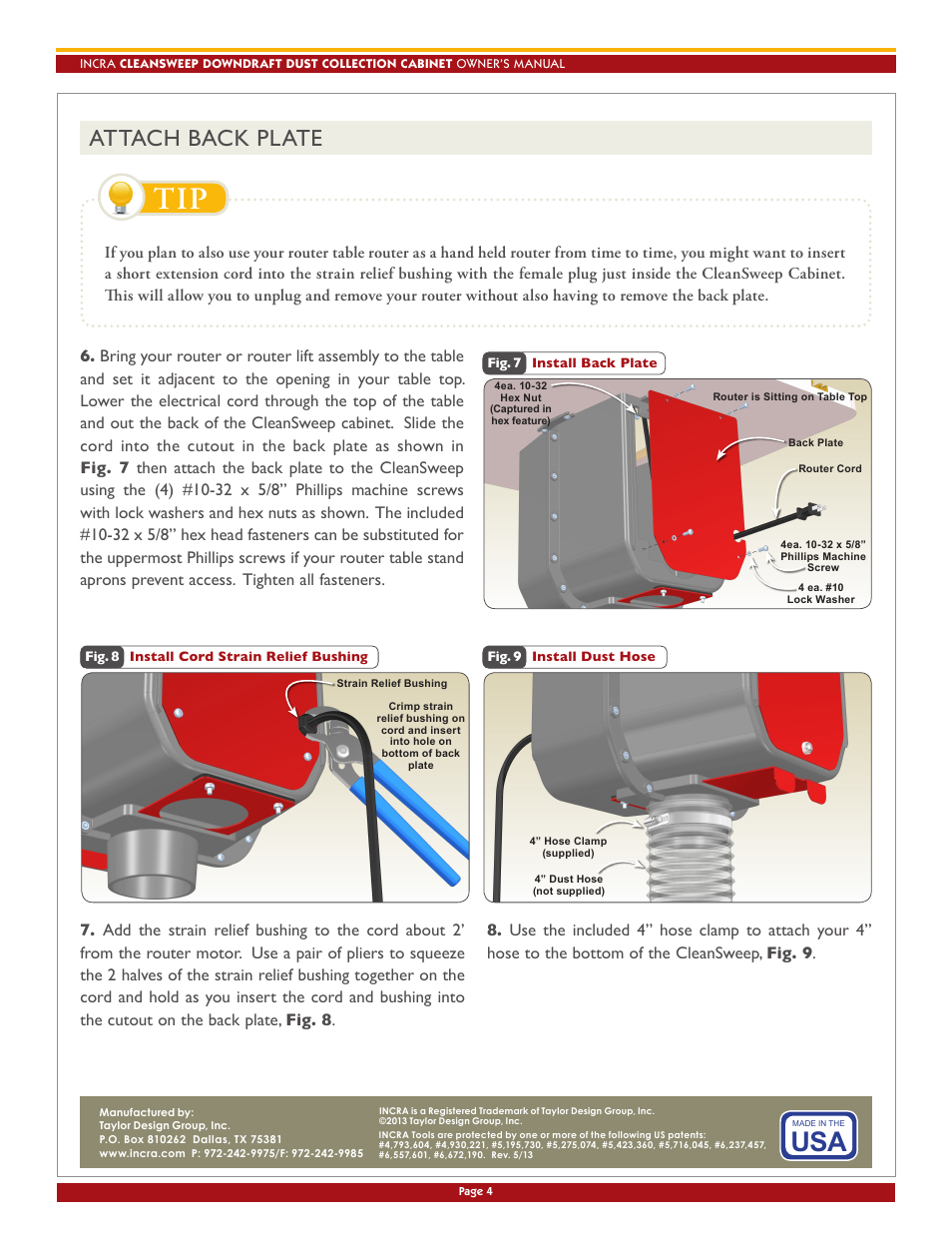 Attach back plate | INCRA CleanSweep User Manual | Page 3 / 3