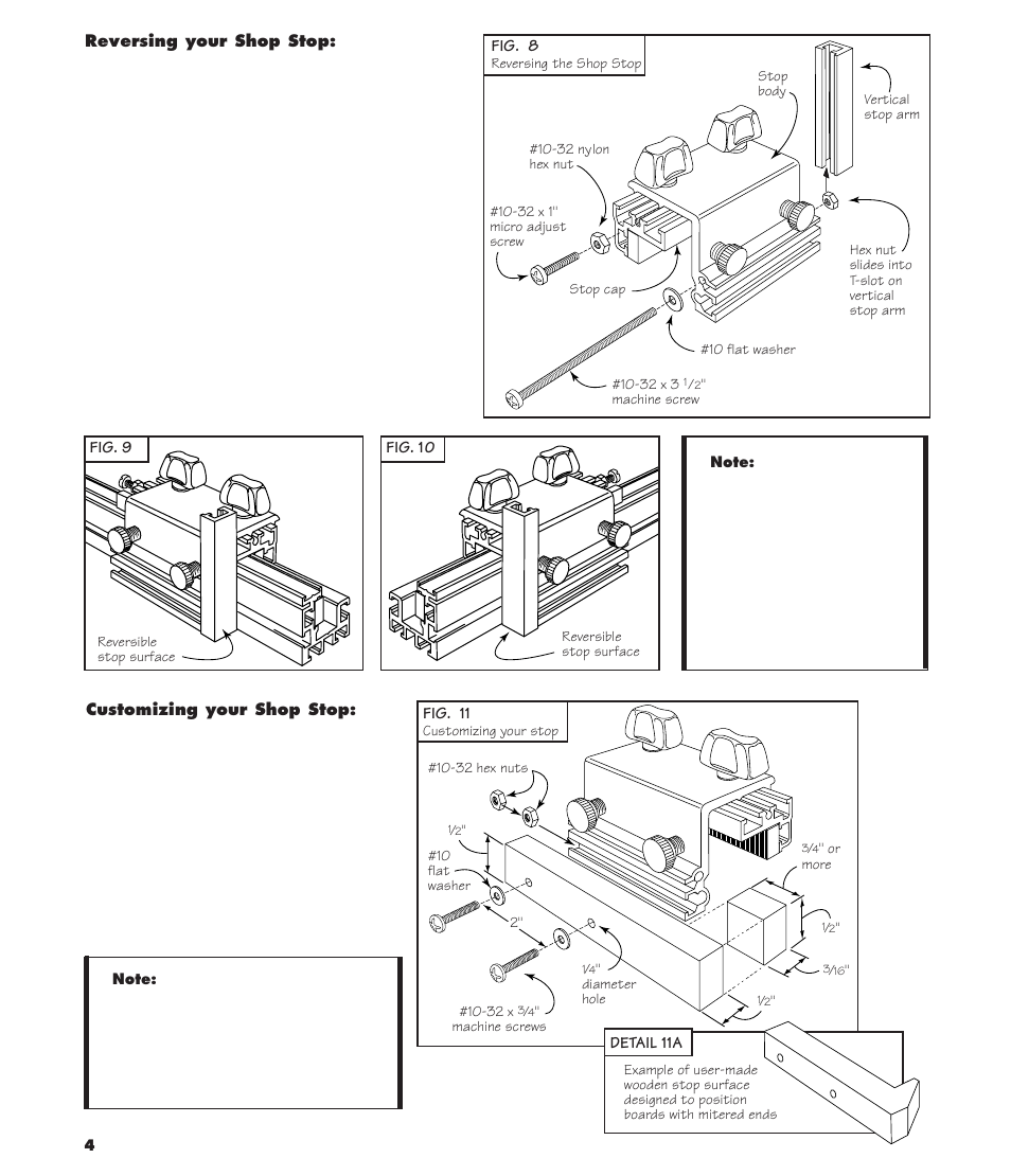 Reversing your stop, Customizing your stop | INCRA ShopStop User Manual | Page 4 / 8