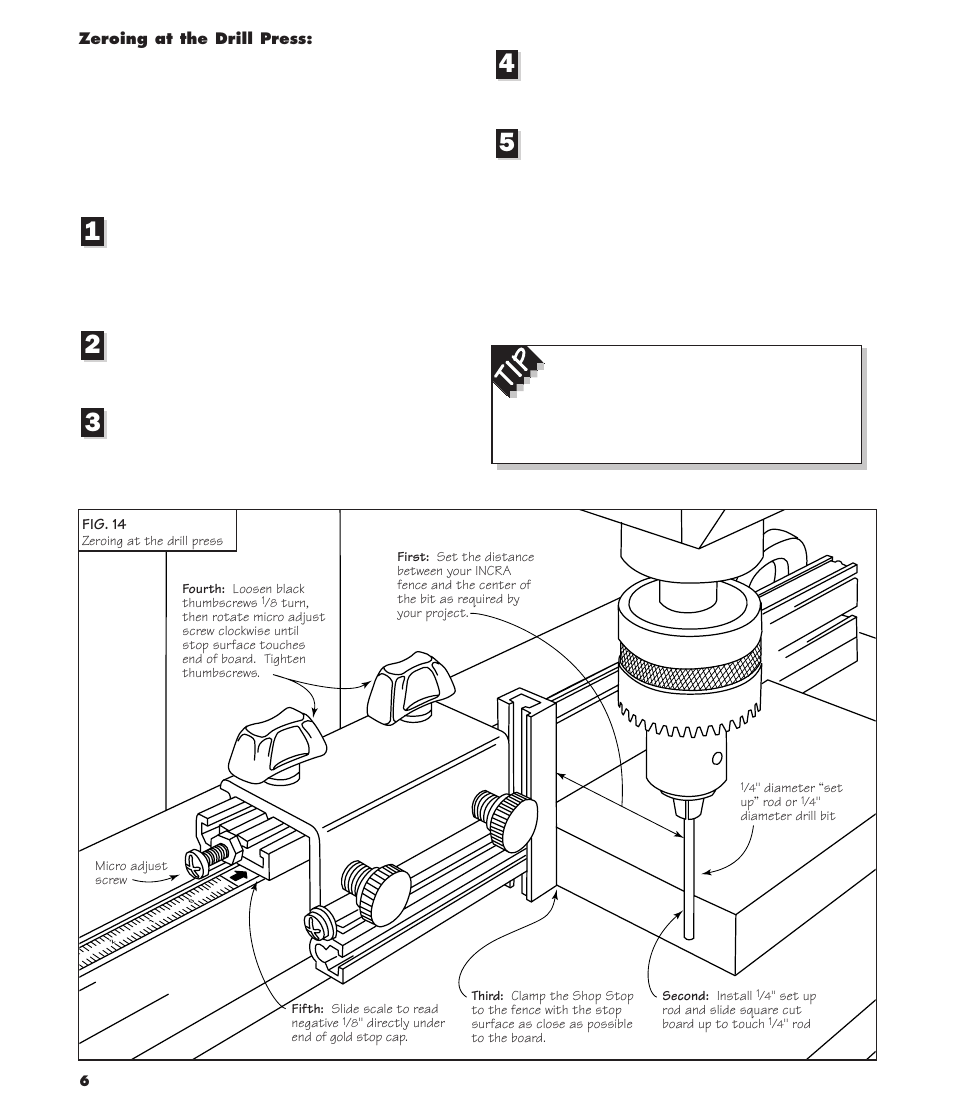 Zeroing at the drill press | INCRA ShopStop User Manual | Page 6 / 8