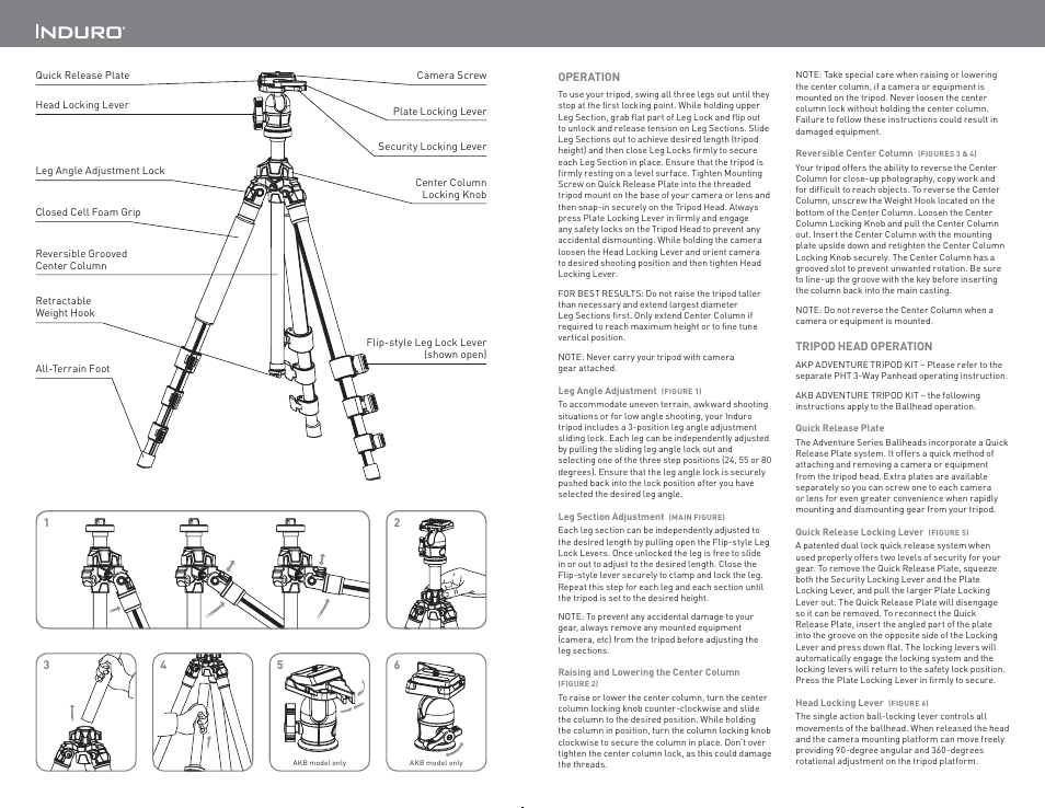 Induro Adventure AKP Series Tripod User Manual | Page 2 / 2