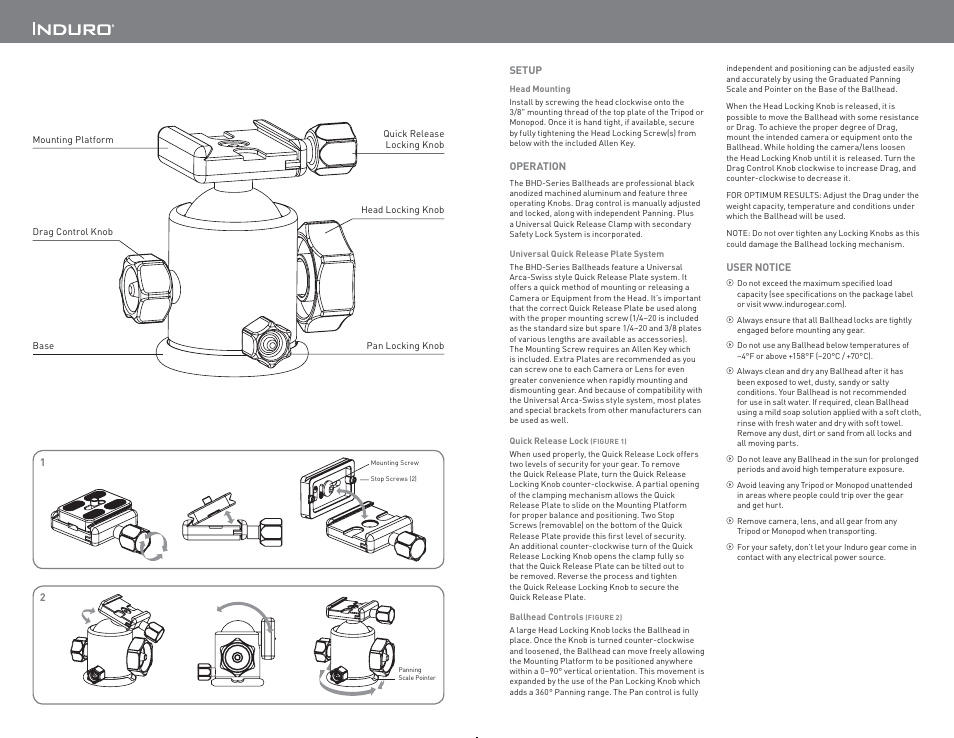 Induro BHD BallHead User Manual | Page 2 / 2