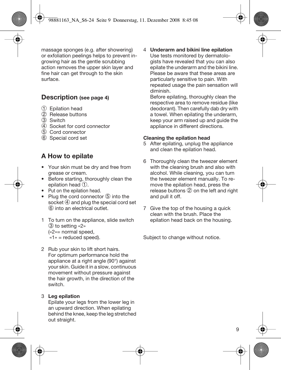 Description, A how to epilate | Braun SILK-EPIL 5316 User Manual | Page 8 / 21