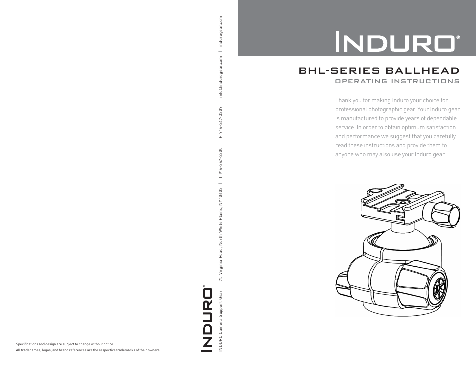 Induro BHL BallHead User Manual | 2 pages