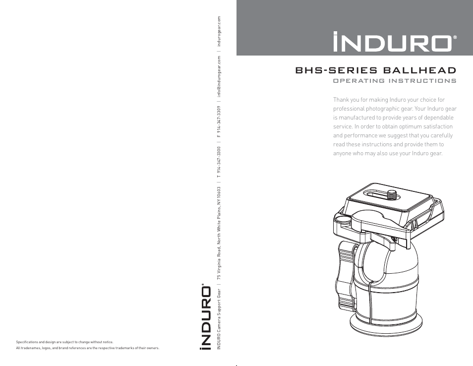 Induro BHS BallHead User Manual | 2 pages
