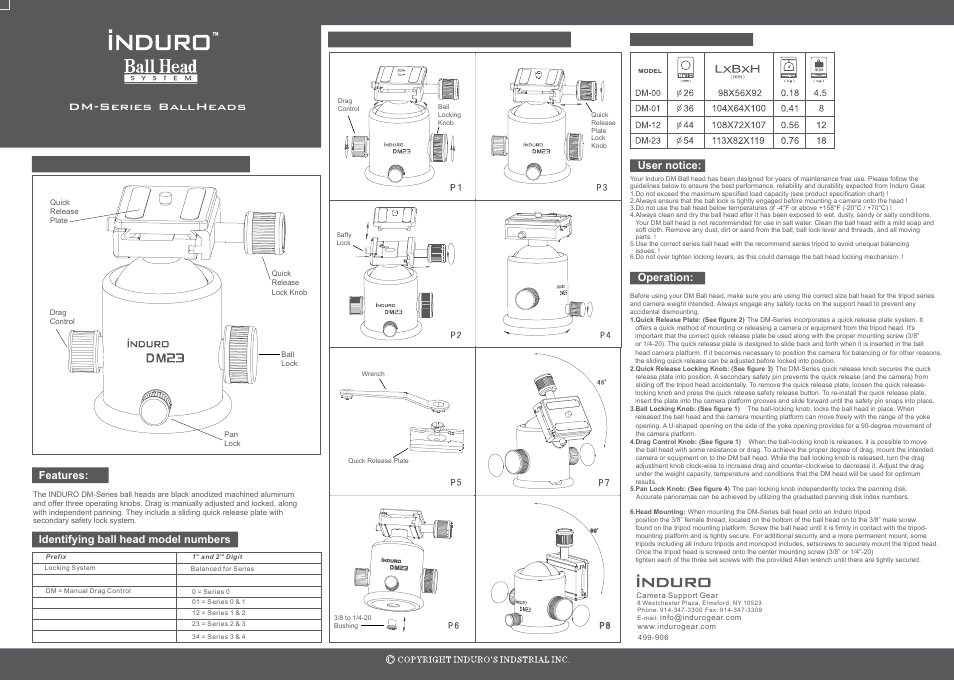 Induro DM BallHead User Manual | 1 page