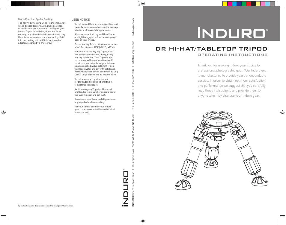 Induro DR Hi-Hat User Manual | 2 pages