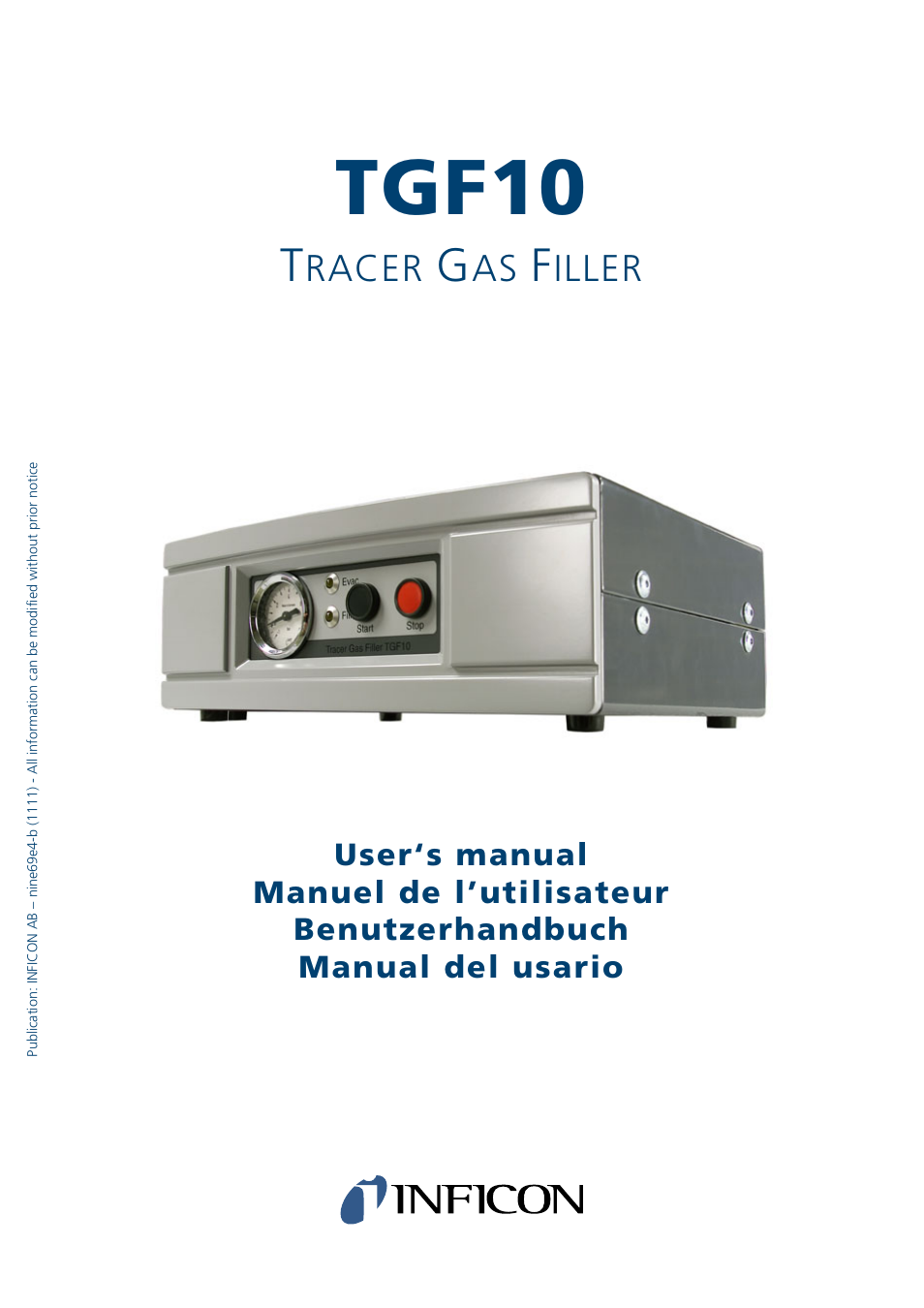 INFICON TGF10 Tracer Gas Filler User Manual | 36 pages