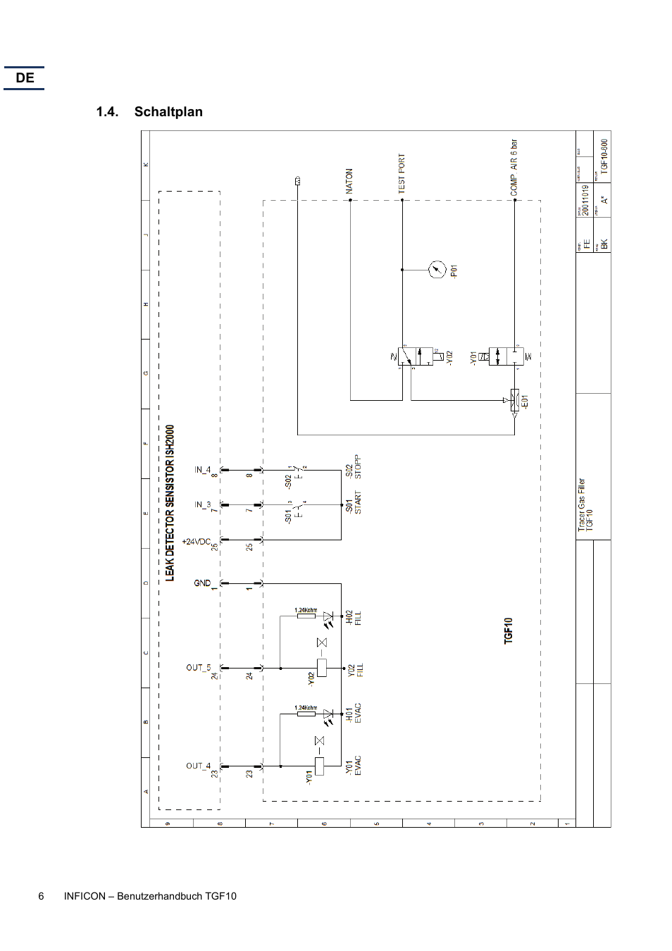 Schaltplan | INFICON TGF10 Tracer Gas Filler User Manual | Page 24 / 36