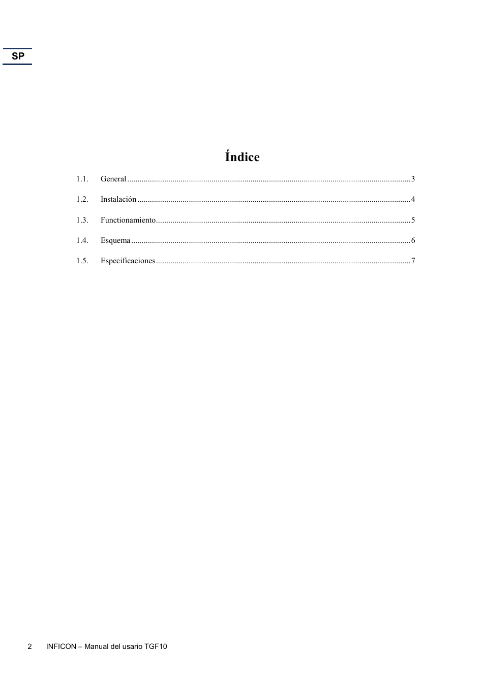 Índice | INFICON TGF10 Tracer Gas Filler User Manual | Page 28 / 36