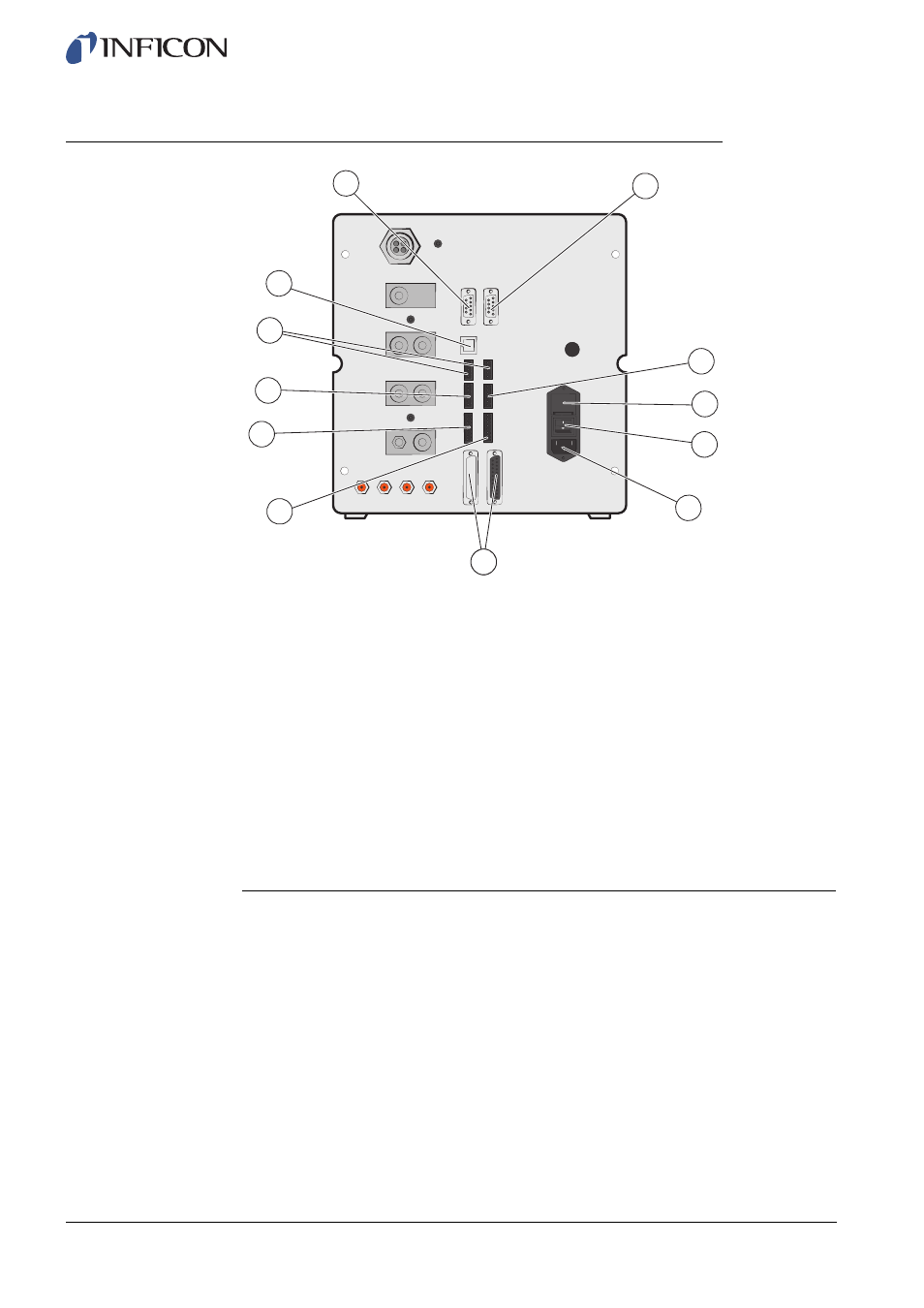 2 rear view (electrical), Rear view (electrical) | INFICON Sensistor ILS500F Leak Detection System User Manual | Page 13 / 90