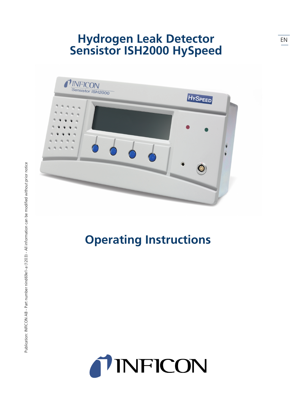 INFICON Sensistor ISH2000 HySpeed Hydrogen Leak Detector User Manual | 54 pages