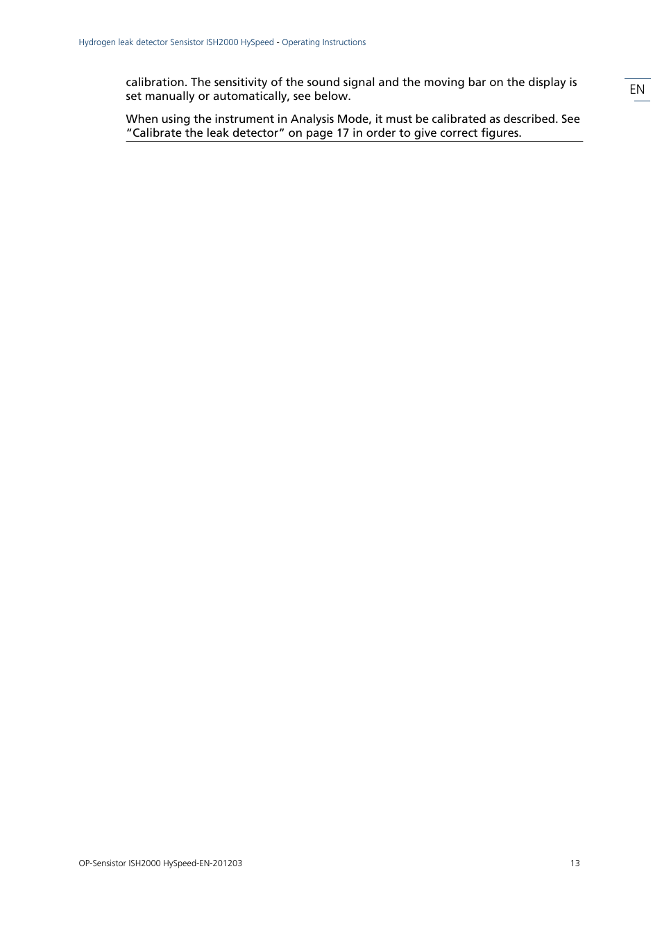 INFICON Sensistor ISH2000 HySpeed Hydrogen Leak Detector User Manual | Page 13 / 54