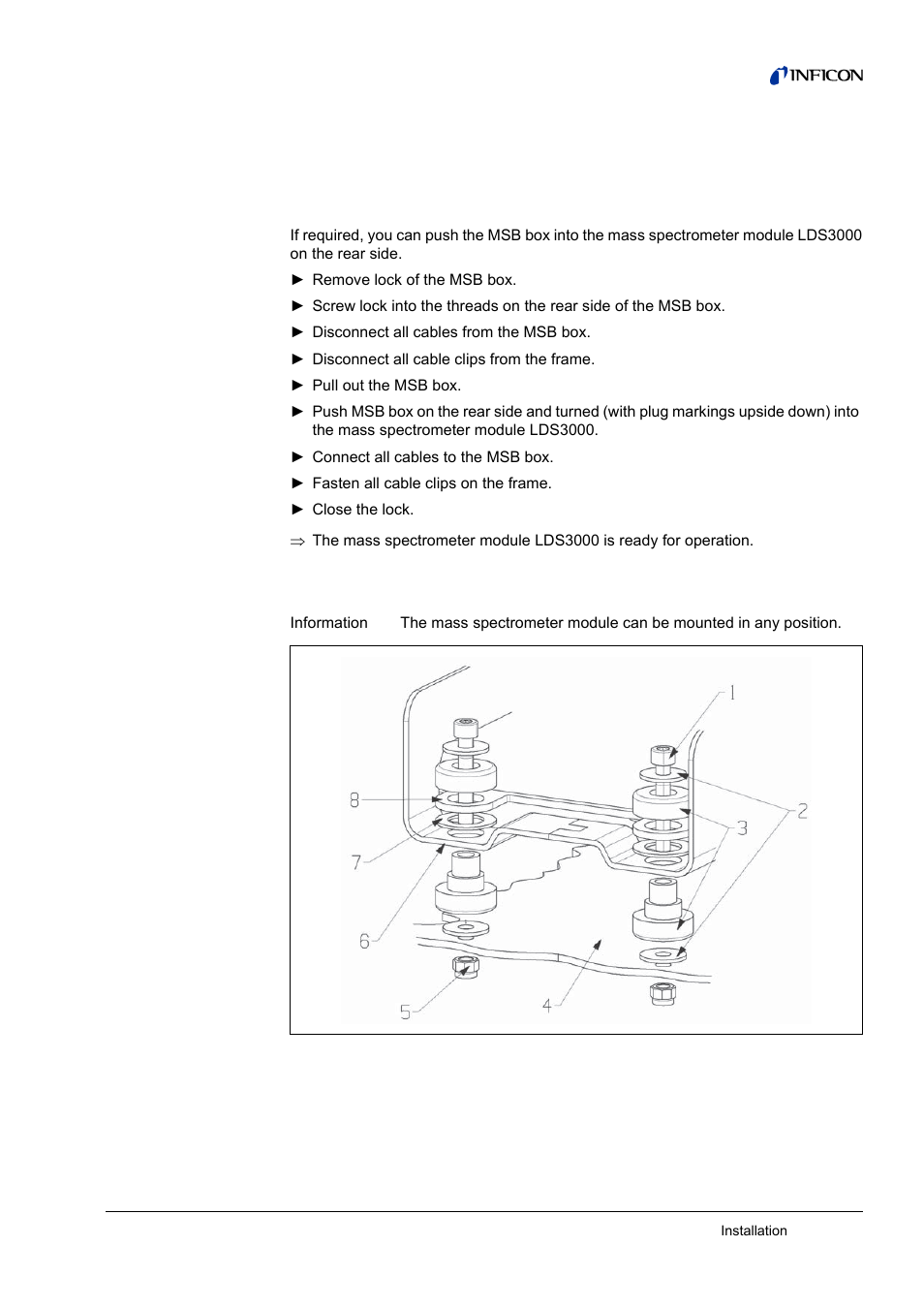 5 installation, Rotating the msb box, 5installation | 1 rotating the msb box | INFICON LDS3000 Modular Leak Detector User Manual | Page 17 / 52