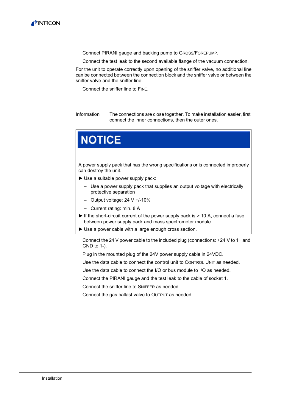 Connection of the connection block, Connecting the msb box, 4 connection of the connection block | 5 connecting the msb box | INFICON LDS3000 Modular Leak Detector User Manual | Page 20 / 52