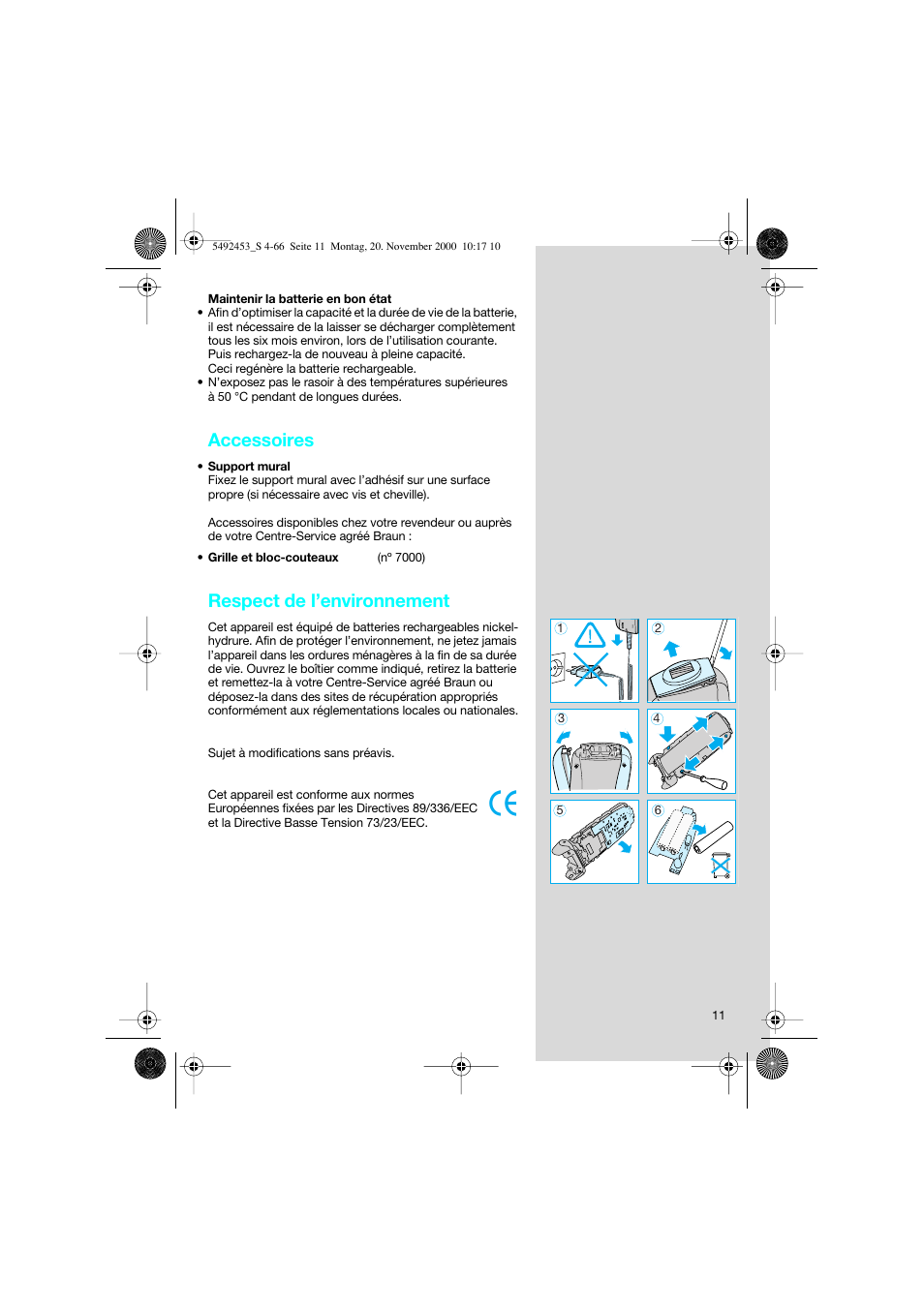 Accessoires, Respect de l’environnement | Braun Syncro 7540 User Manual | Page 11 / 56