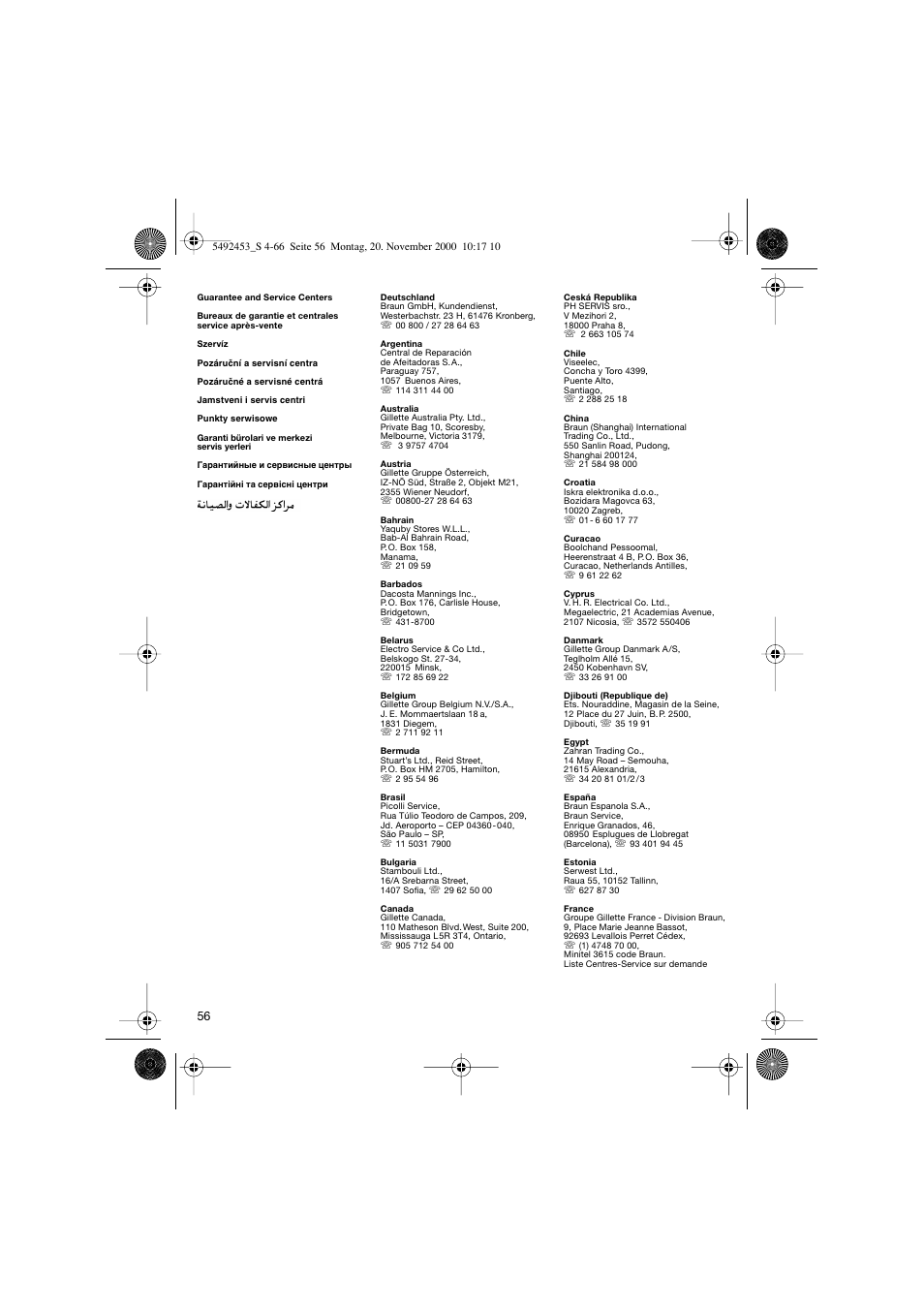 Braun Syncro 7540 User Manual | Page 54 / 56