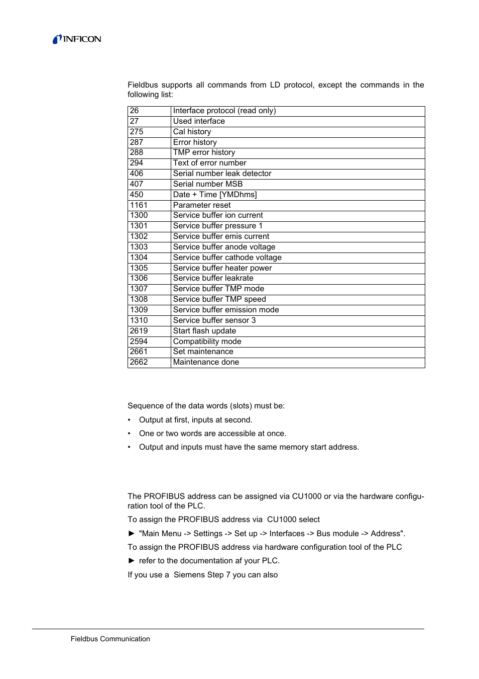 Hardware configuration for profibus 6.5.1, Assignment of the profibus address, 5 hardware configuration for profibus | 1 assignment of the profibus address | INFICON LDS3000 Modular Leak Detector Interface description User Manual | Page 52 / 56