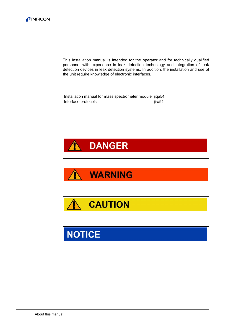 1 about this manual, Target groups, Other applicable documents | Presentation of information 1.3.1, Warnings, 1about this manual, 1 target groups | INFICON BM1000 Bus module User Manual | Page 4 / 14