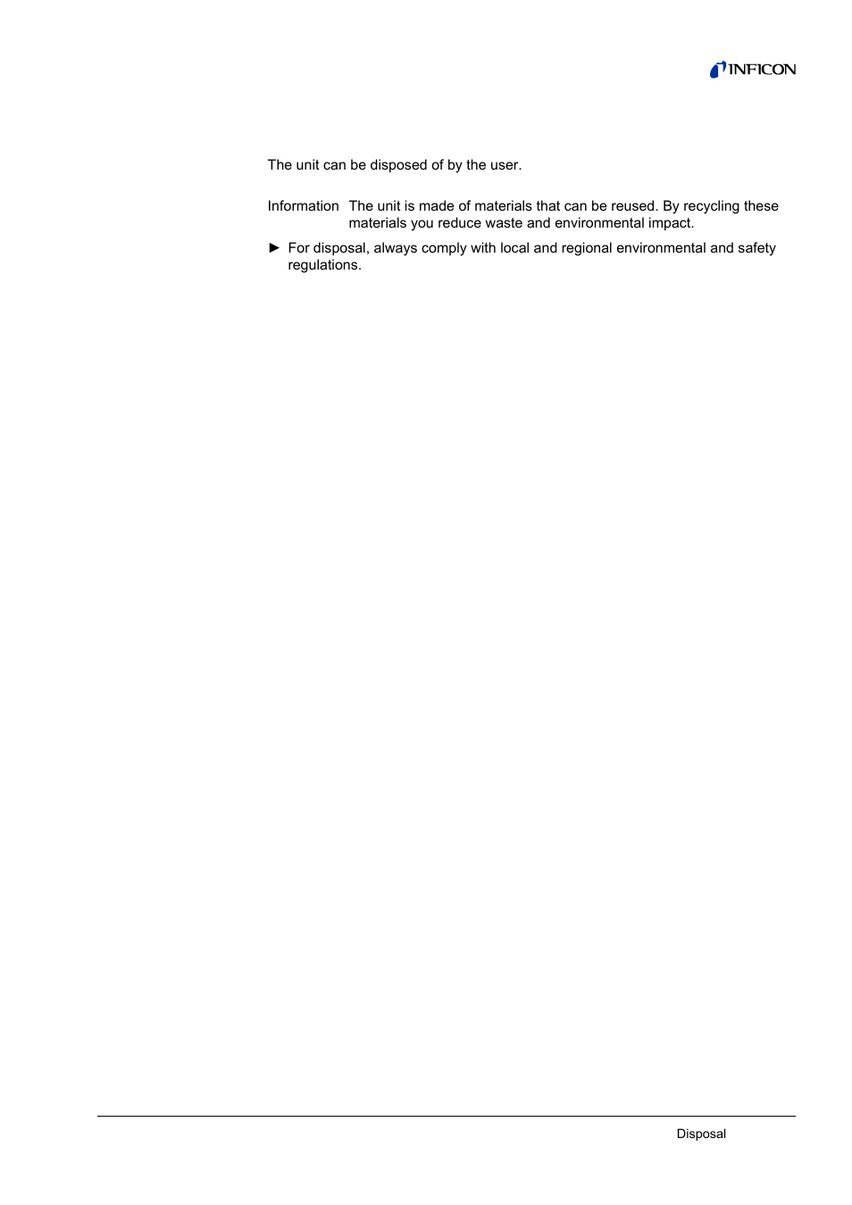 6 disposal, 6disposal | INFICON I/O1000 I/O module User Manual | Page 17 / 18