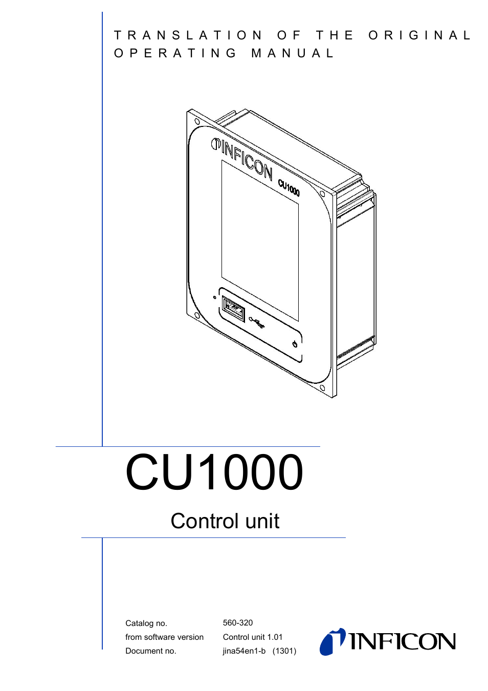 INFICON CU1000 Control unit User Manual | 24 pages