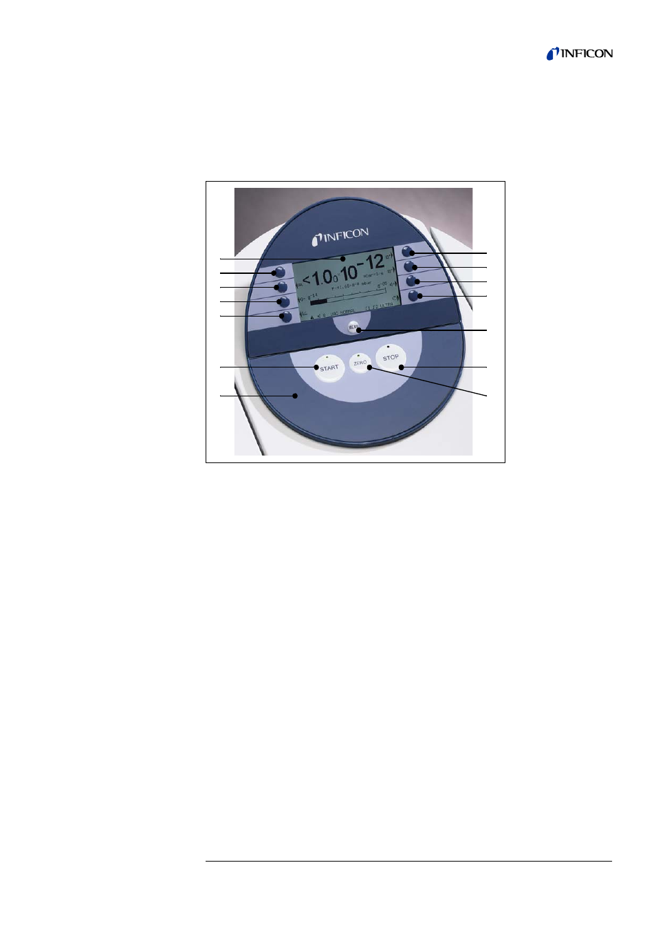 Control panel, Lc display, Start button | 2 control panel | INFICON UL5000 Dry Helium Leak Detector User Manual | Page 35 / 108