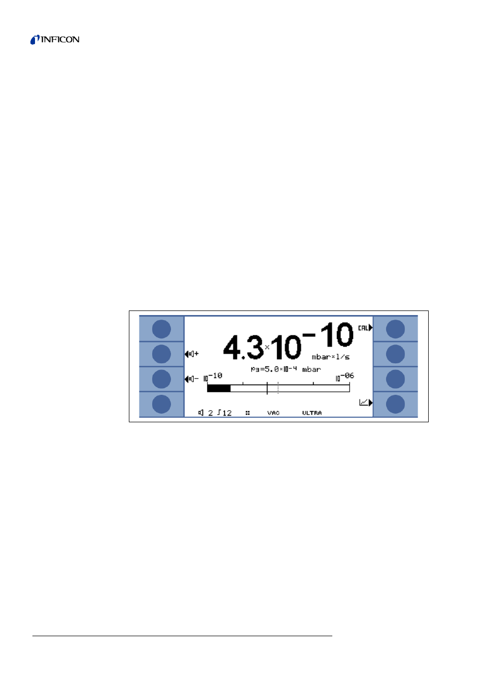 Purging 42, The screen in measurement mode, Call for calibration | Fig. 5-1, 4 the screen in measurement mode, 1 purging, 1 call for calibration | INFICON UL5000 Dry Helium Leak Detector User Manual | Page 42 / 108