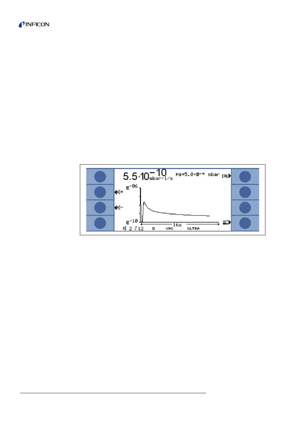 Numerical display mode, Trend mode, Hydro•s on / off | Fig. 5-2, And refer to chapter 5.4.5, 4 numerical display mode, 5 trend mode, 6 hydro•s on / off | INFICON UL5000 Dry Helium Leak Detector User Manual | Page 44 / 108