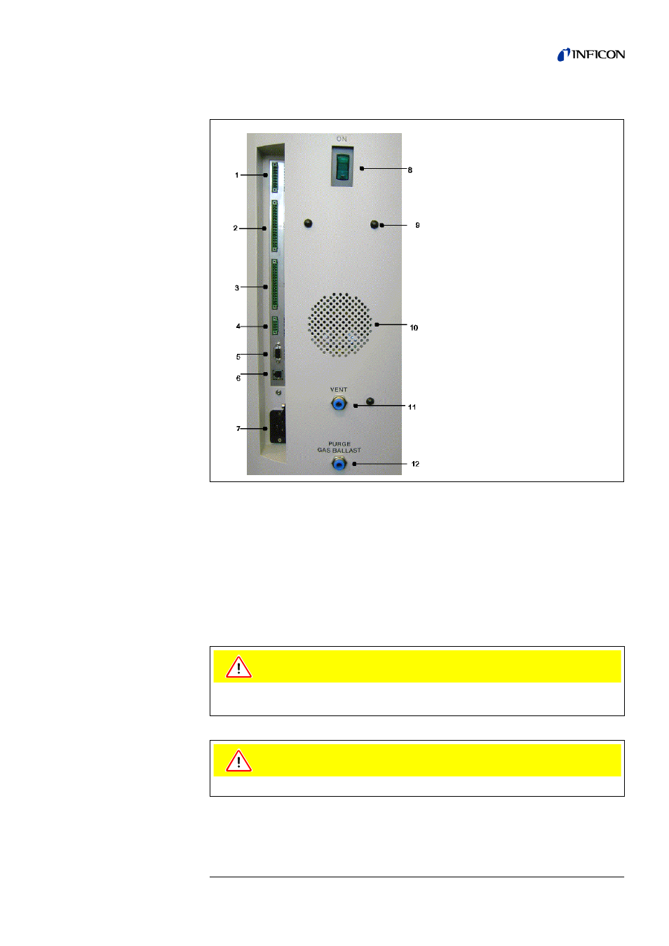 Connections for the data acquisition systems, 2 connections for the data acquisition systems, Caution | INFICON UL1000 Helium leak detector User Manual | Page 27 / 119