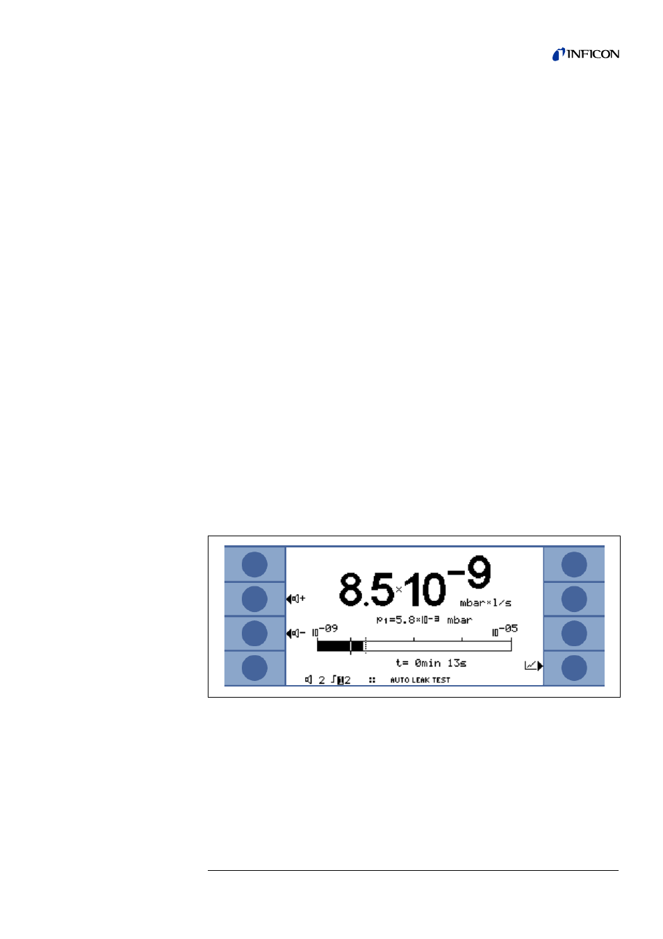 Display in stand-by mode, Purging 49, The screen in measurement mode | Call for calibration, Fig. 5-1, 3 display in stand-by mode, 4 the screen in measurement mode, 1 purging, 1 call for calibration | INFICON UL1000 Helium leak detector User Manual | Page 49 / 119