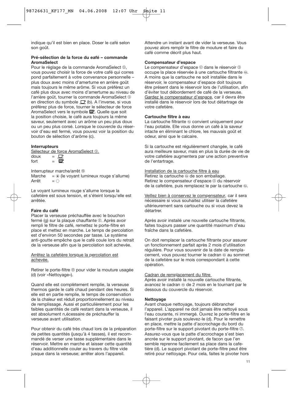 Braun AromaSelect KF 177 User Manual | Page 11 / 39