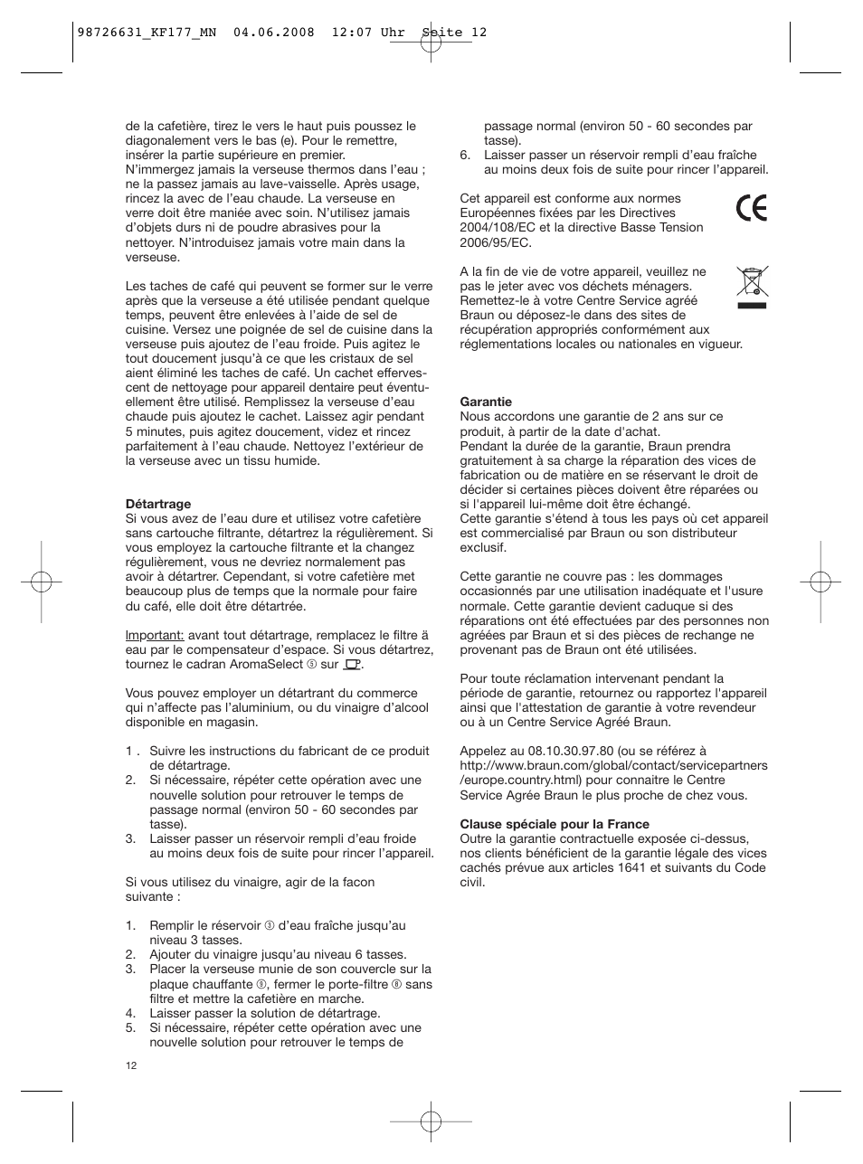 Braun AromaSelect KF 177 User Manual | Page 12 / 39