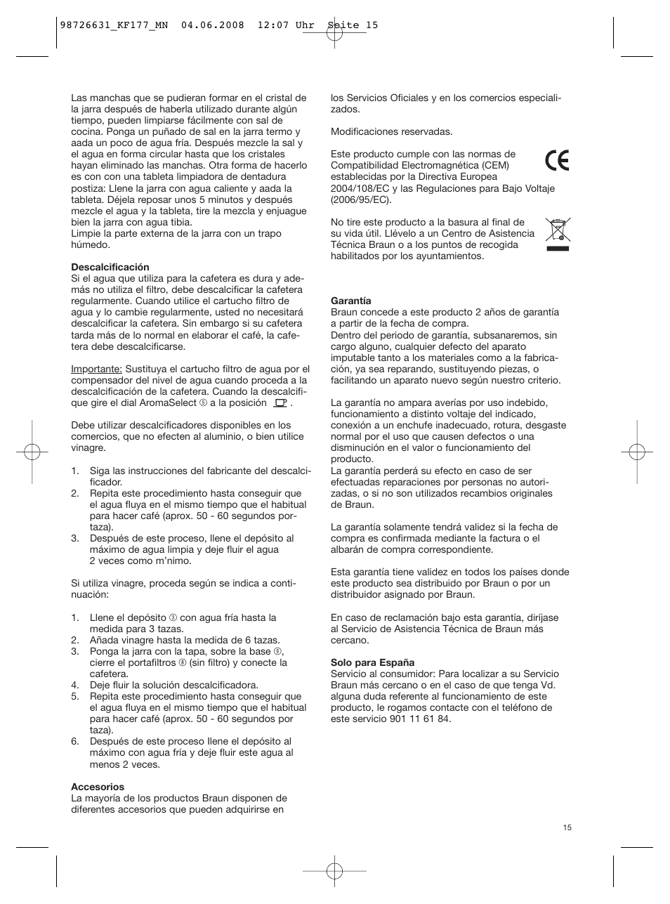 Braun AromaSelect KF 177 User Manual | Page 15 / 39