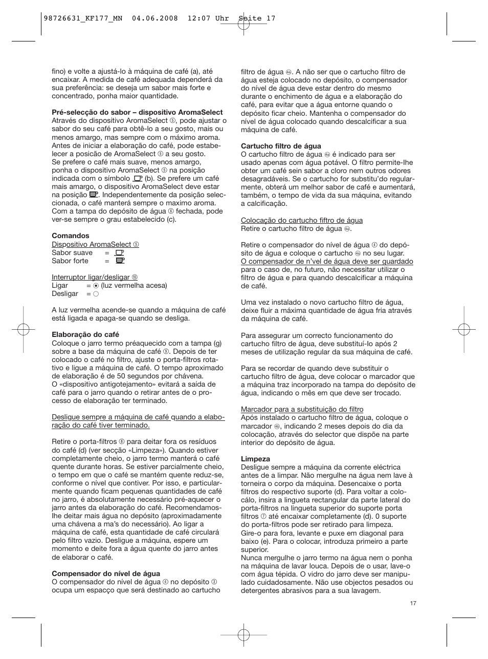 Braun AromaSelect KF 177 User Manual | Page 17 / 39