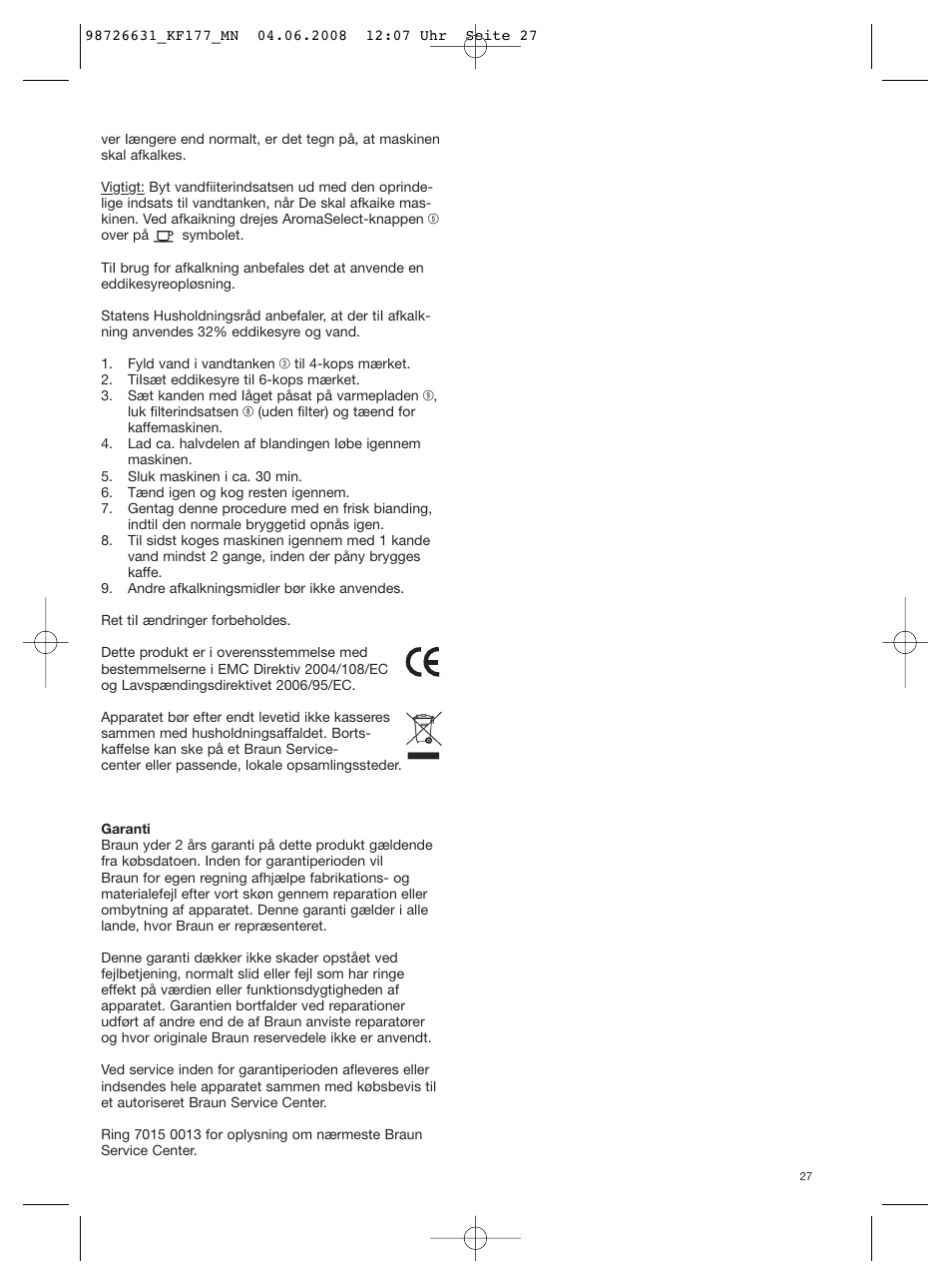 Braun AromaSelect KF 177 User Manual | Page 27 / 39