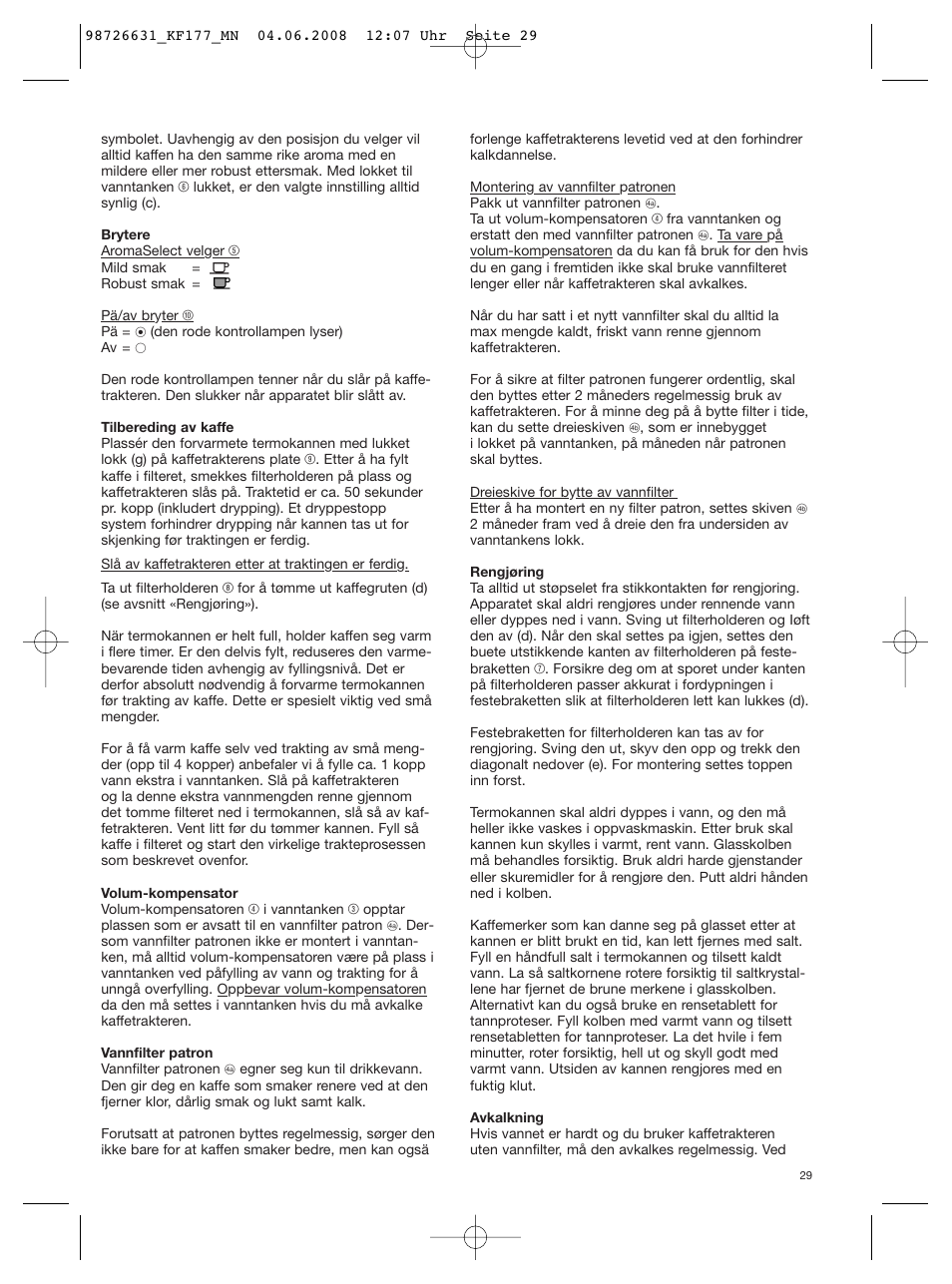 Braun AromaSelect KF 177 User Manual | Page 29 / 39