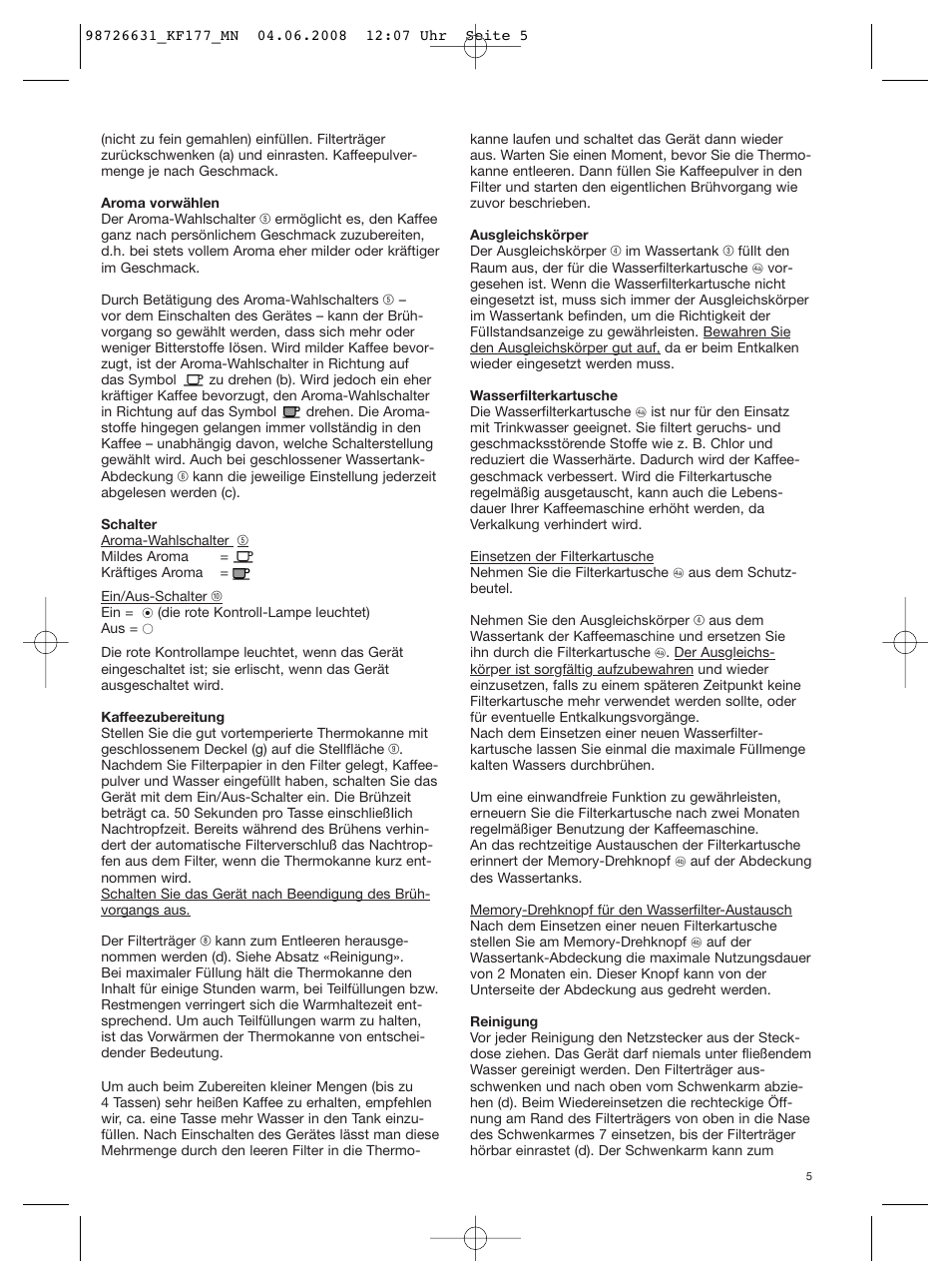 Braun AromaSelect KF 177 User Manual | Page 5 / 39