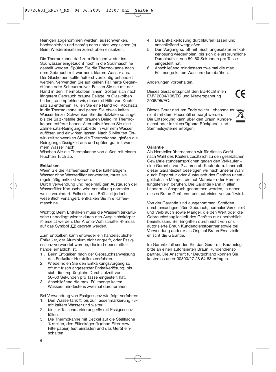 Braun AromaSelect KF 177 User Manual | Page 6 / 39