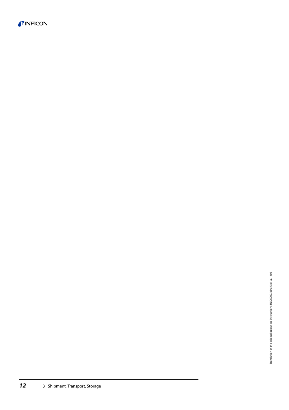3 shipment, transport, storage | INFICON HLD6000 Refrigerant Leak Detector User Manual | Page 12 / 76