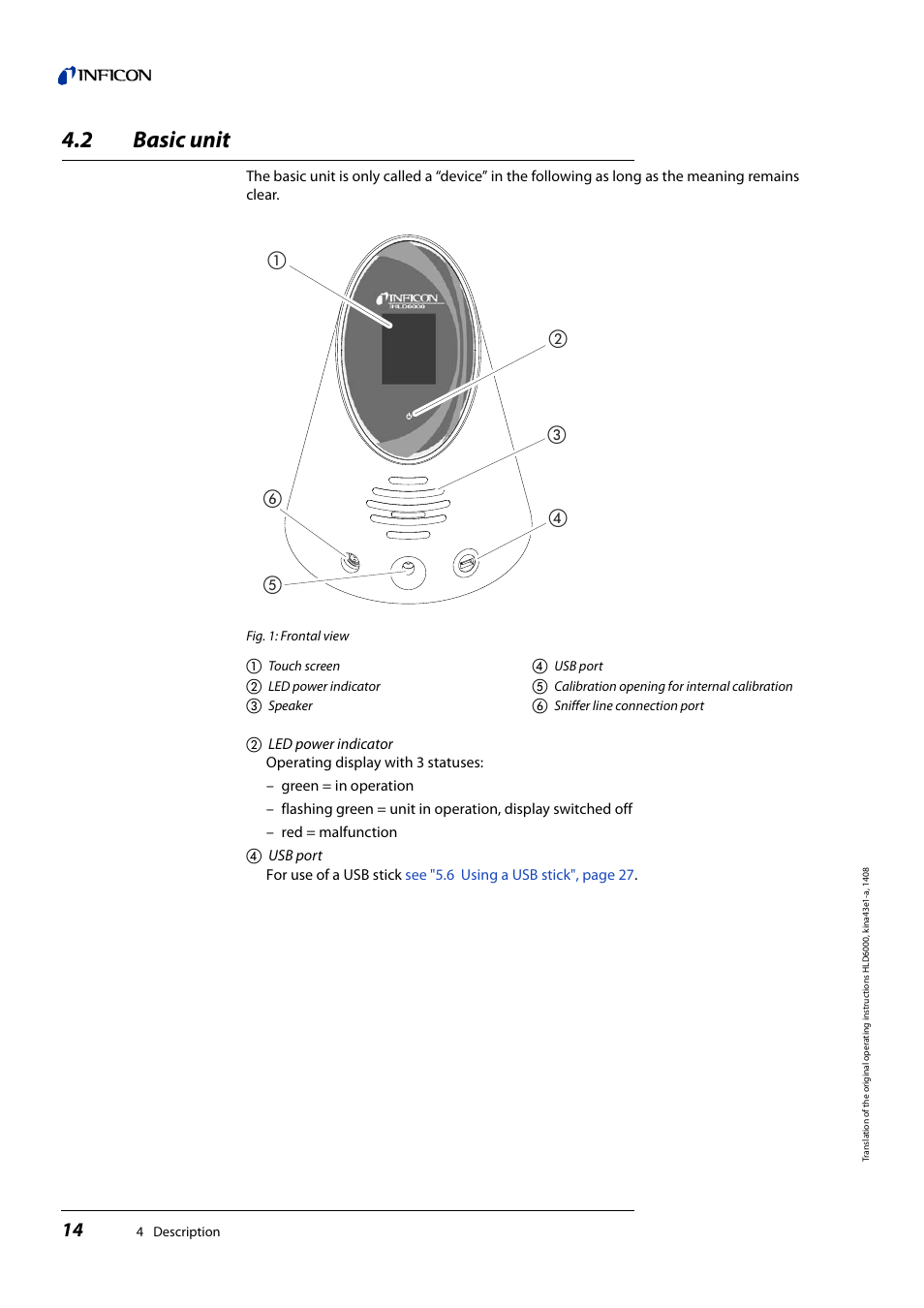 2 basic unit, Basic unit | INFICON HLD6000 Refrigerant Leak Detector User Manual | Page 14 / 76