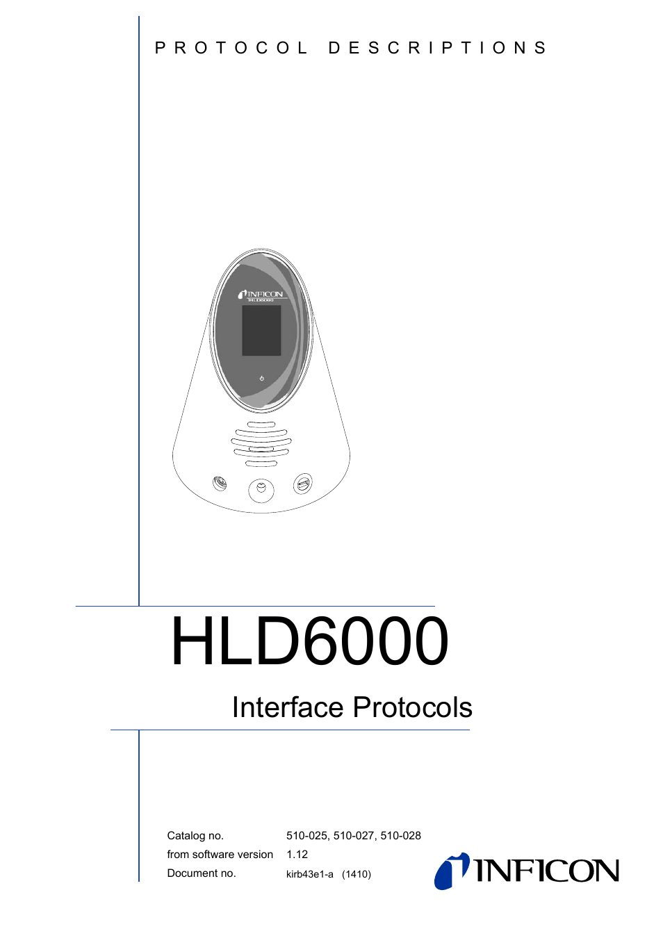 INFICON HLD6000 Refrigerant Leak Detector Interface Description User Manual | 40 pages