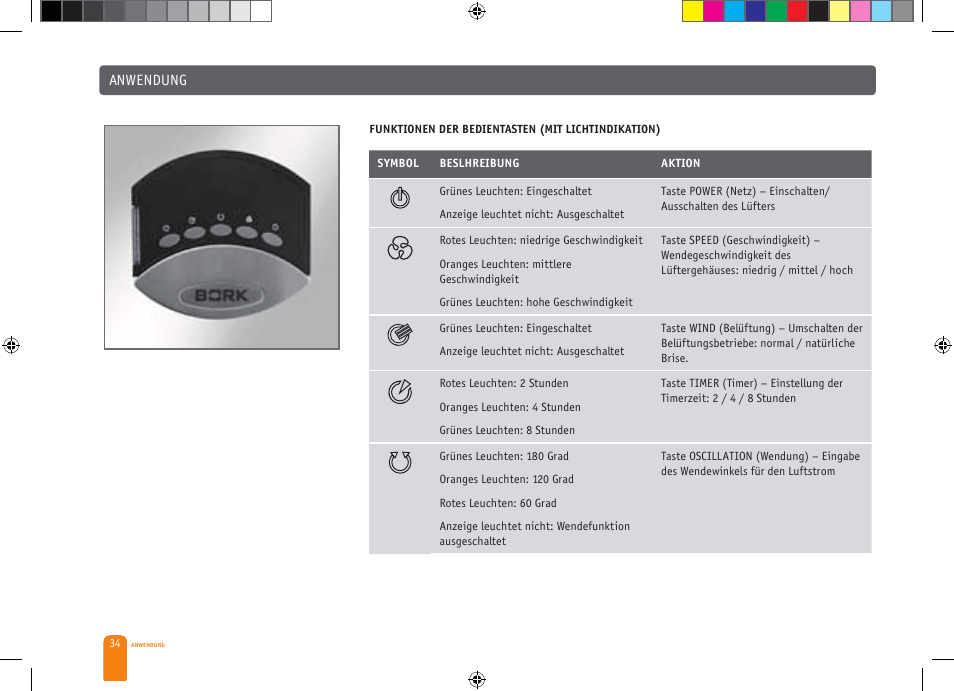 Anwendung | Bork CF TOR 4040 SI User Manual | Page 34 / 40