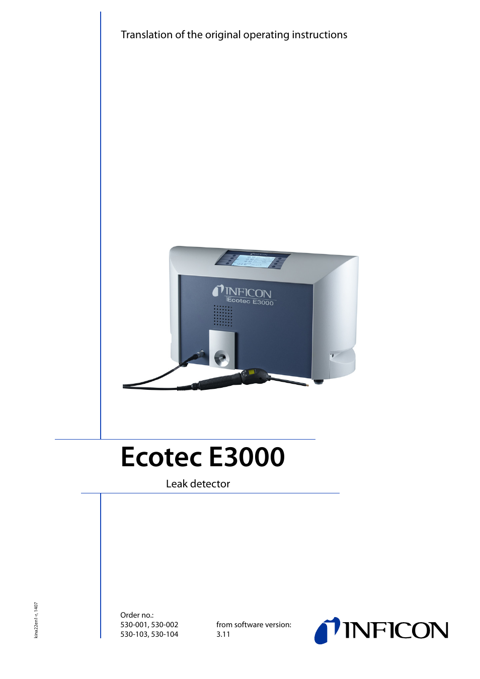 INFICON Ecotec E3000 Multigas-Sniffer-Leak Detector User Manual | 92 pages