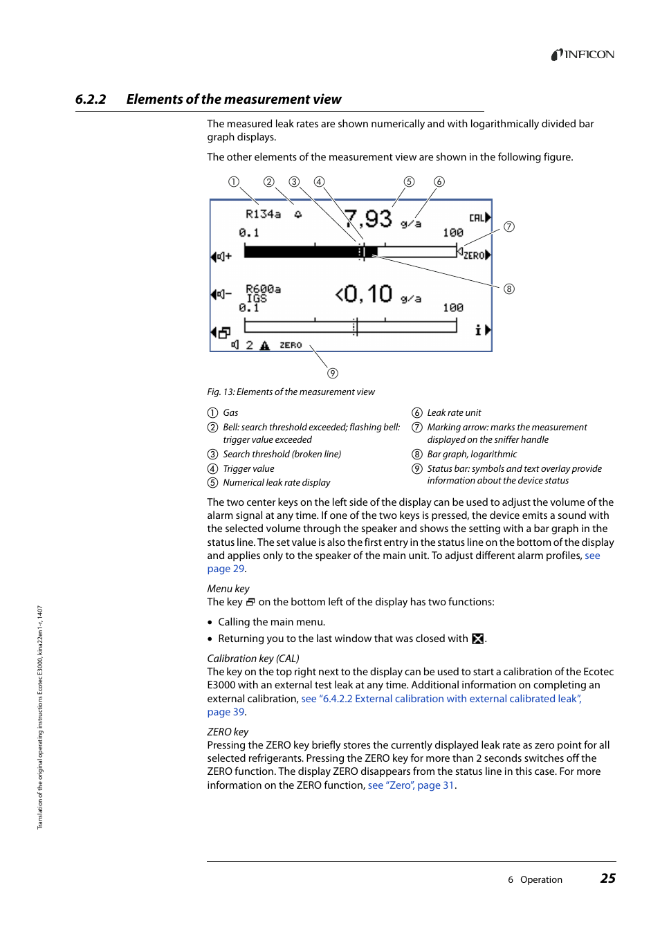 2 elements of the measurement view, Elements of the measurement view | INFICON Ecotec E3000 Multigas-Sniffer-Leak Detector User Manual | Page 25 / 92