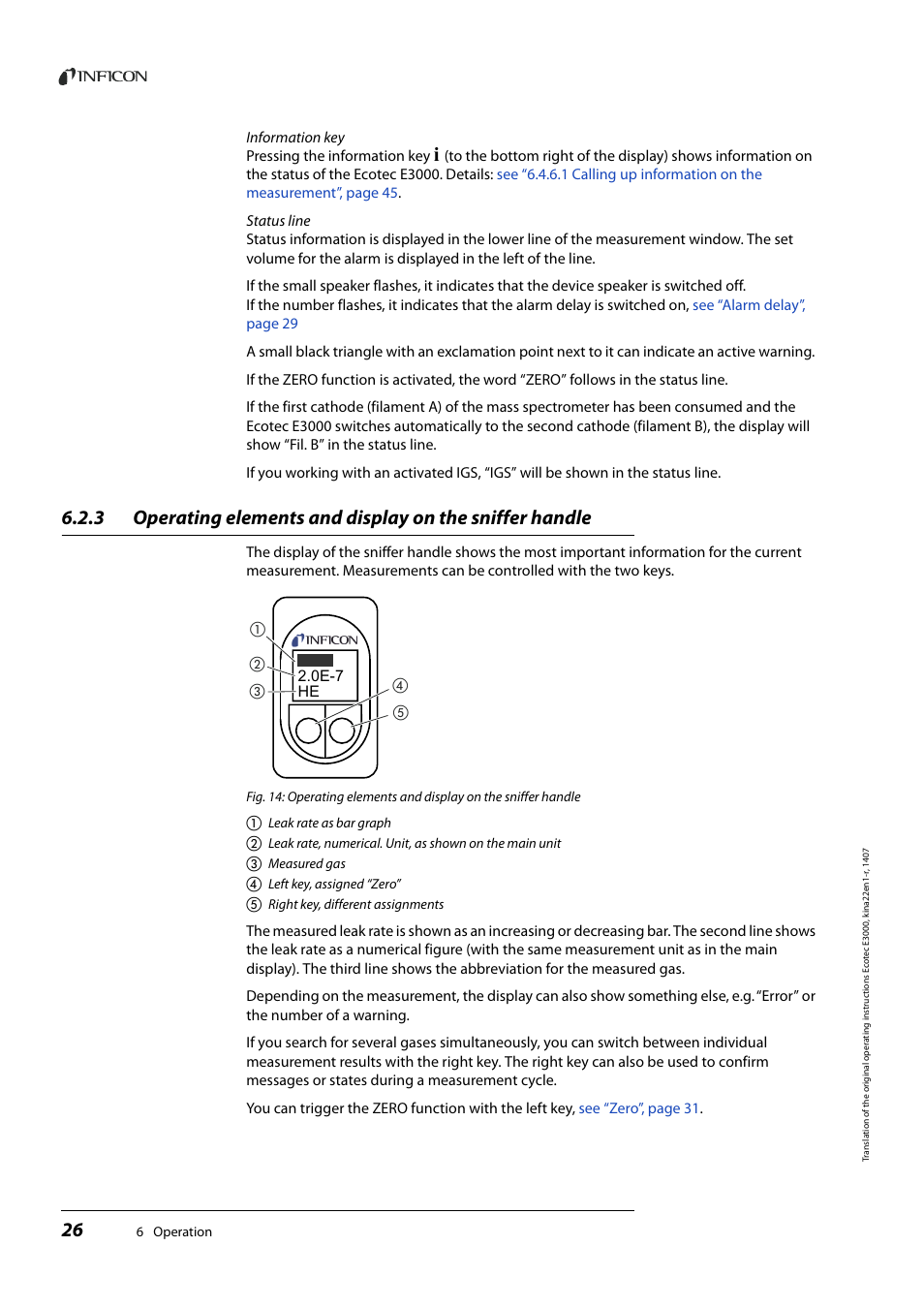 INFICON Ecotec E3000 Multigas-Sniffer-Leak Detector User Manual | Page 26 / 92