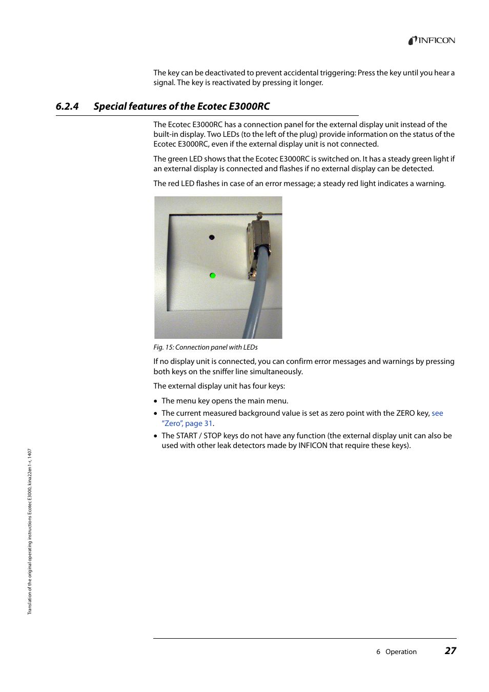 4 special features of the ecotec e3000rc, Special features of the ecotec e3000rc | INFICON Ecotec E3000 Multigas-Sniffer-Leak Detector User Manual | Page 27 / 92