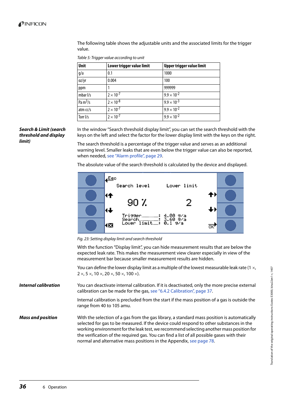 INFICON Ecotec E3000 Multigas-Sniffer-Leak Detector User Manual | Page 36 / 92