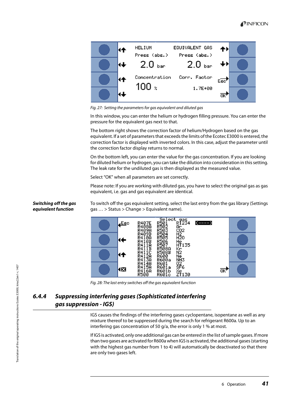 INFICON Ecotec E3000 Multigas-Sniffer-Leak Detector User Manual | Page 41 / 92