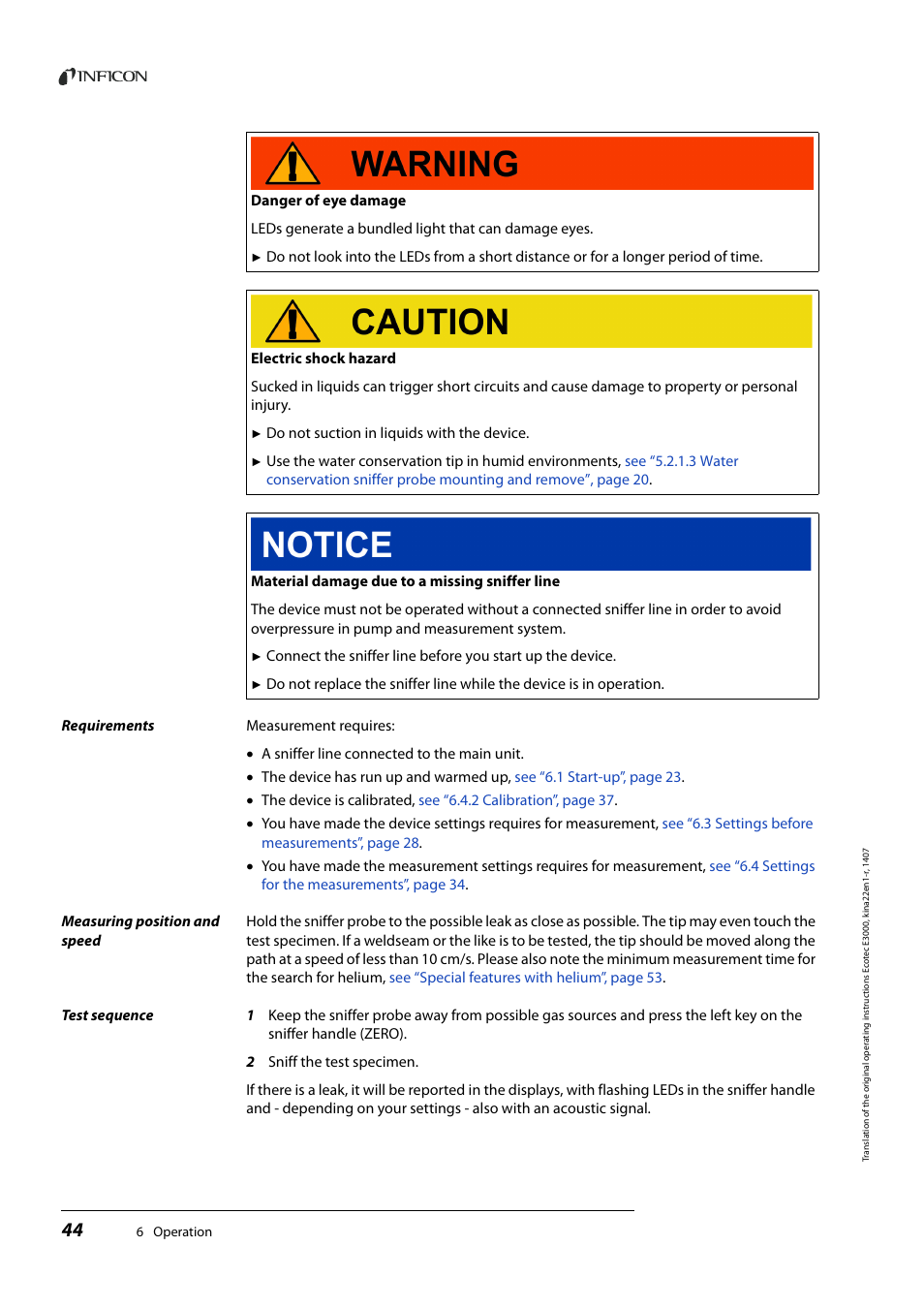 INFICON Ecotec E3000 Multigas-Sniffer-Leak Detector User Manual | Page 44 / 92