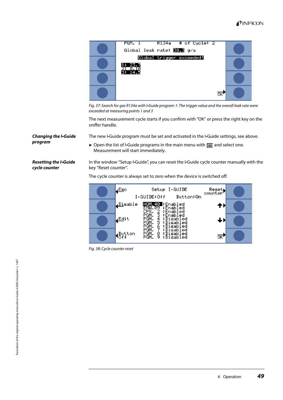 INFICON Ecotec E3000 Multigas-Sniffer-Leak Detector User Manual | Page 49 / 92