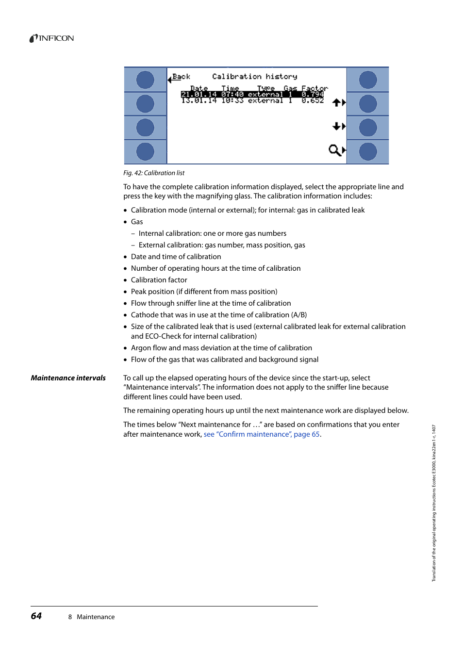 INFICON Ecotec E3000 Multigas-Sniffer-Leak Detector User Manual | Page 64 / 92